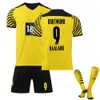 Football Jersey 21-22 New Home 9 Harland Set with Socks and Leg Guards # 11 Royce Soccer Jersey