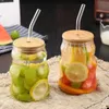 Tumblers 500 ml Creatieve glazen beker met deksel en strowarmte-resistente golfbiersap ijskoffie Cocktail Bubble-bril Drinkware H240506