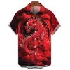 Men's Casual Shirts 2024 Happy New Year 3D Printed Blouses For Men Clothes Ethnic Chinese Short Slve Goth Red Dragon Graphic Shirts Boy Gift Tops Y240506