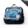 Carteira pequena mulher mini -impressão bolsas de moeda hasp holes de cartões de cartões de dinheiro embreagem saco de troca de dinheiro famosa van gogh Óleo 240428