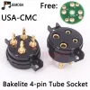 Verstärker CMC Bakelit 4Pin Rohr Sockel Gold plattiert für 2A3 300B FU811 274A 572B Elektronenrohr Hifi Audio Vakuumrohrverstärker