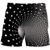 Men's plus size shorts Whirlpool Black Casual 3D digitale printen driedimensionale geometrische strandbroek voor heren shorts in grote grootte