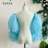 Gants Sky Blue Organza Gouffes Puffy Deteachable Sleeves For Wedding Up and Bow