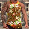 Erkek Tank Tops 2024 Yelek Baskılı Yıldız Deseni Yaz Boş Zamanlı Spor Fitness Büyük Boy Y2K Tarzı Moda T-Shirt