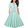 Abiti casual estate anni '50 anni Vintage Elegant Women Short Short Belted Pulsol Pinup Rockabilly Retro Party Swing Dress