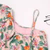 Swimwear Tuonxye Girls Swimwear Swimsuits Outfits Off Shoulder Crop Top Floral Print Brils Set Children Bikini Beachwear Bathing Suits
