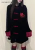 Damesjassen Originele Chinese stijl Punk Velvet Coat Women Harajuku geborduurd Y2K Goth zachte losse herfstpaar's kleding