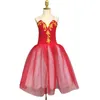Stage Use Red Tutu Dress Dress Girls 'Ballet Swan Swan Dança das crianças Giselle Leotards para mulheres