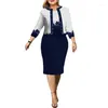 Arbetsklänningar elegant pärlstav 2 -stycken Set Women Fashion Patchwork Cardigan Coat Topps Bodycon Dress Suit Two Outfit