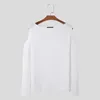 T-shirts masculins 2024 Men Shirt Hollow Out O-Neck Off épaule Vêtements de manches longues