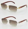 Ganze randlose 3524012 Sonnenbrille Gutes Holz Vintage Retro Frauen Holzgläser Grüne Linsengröße 5618135 mm Unisex9932428