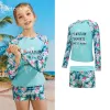 Suit Girls à manches longues 2 pièces Rashguard Sweet de maillot de bain Bathing Upf 50+ Sun Protection Swimwear Print for Kids 314 ans
