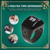 Wristbands Equantu Zinc Alloy Tasbih Smart Ring for Muslims Tasbeeh Digital Zikr Counter 5 Prayer Time Reminder Bluetooth Waterproof QB702