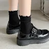 Women Socks 3 Pairs Ruffled Girls Loose Pile Sock Black White Beige Curled Edge Mid Tube Korean Fashion Japanese Lolita JK