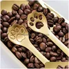 Löffel 1 PCs süße hochwertige goldene Katzenklaue mini kreativer Kaffee Edelstahl Löffel Geschenkkuchen Rühre Zuckeruppe Dessert Teelspo Dhpmt