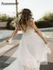 Elegante vestido de noiva boho feminino Aplique a praia vestido de noiva vestido de noiva chiffon spaghetti tiras de deco