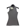 Dames T-shirtontwerper Early Spring Nieuwe Loe High Ding Koreaanse stijl Minimalistische nek Taille Wrap Solid Color Versatiele mouwloze gebreide tanktop 5DQ4