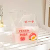 Tumbler 380ml Kawaii Square Milk Paper Box Glas Tasse Süßes Erdbeer -Frühstück Home Tragbarer Schüler transparent H240506