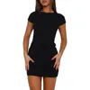 Robe de fête femme mini crayon couleur solide robe corpore sexy