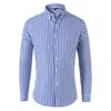 2023 Summer Mens Striped Shirt Longsleeved Slim Business Casual 240418