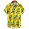 Męskie koszule zwykłe zabawne design ananasowe okulary przeciwsłoneczne graficzne bluzki moda Hip Hop owoce 3D Printowane koszule dla mężczyzn ubrania letnie guziki y2k guziki y240506