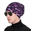 Beretten schattige paarse print motorkap hoeden vintage straatschedels beanies bot dier voor mannen vrouwen zomerhoofd wrap caps