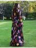 Roupas étnicas Mulher de verão praia praia boêmia maxi vestido floral de chiffon moda abaya roupas islâmicas