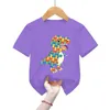 T-shirts Autisme Awareness T-shirts Childrens Coldages à manches courtes Color Animal Dinosaures Mosaïque Tops Boys Filles Fashion Casual Fashion T-shirtsl2405