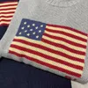 Designer Women's Wool Sweater - Hand-Knitted American Flag Long Sleeve Pullover, High-Quality Cashmere Sweater, Fashionable and Versatile Flag Print