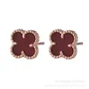 Charm and Brilliant Earring Jewelry High Gold Rose Natural Jade Lucky Clover Earrings with Common Cleefly