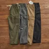 Pantalon masculin couleur plus grande taille de salopes militaires tendance patchwork ajusté tout-en-un japonais vintage occasionnel