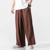 Męskie spodnie 2024 Summer chiński bawełniany lniany lniany swobodny retro duża moda Harlan szeroka noga