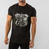 -shirts Mens Vintage 100 Cotton T-Shirt American Personality Route 66 مصمم بأكمام قصيرة من الرجال غير الرسميين للرجال الضخم J240506