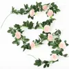 Fleurs décoratives docidaci 2pcs 2.2m artificiel blanc faux rose vigne plante plantes quitte la chambre de la fête de mariage garale décoration