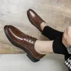 Dress Shoes Classic Leather Men's Casual Big Head Derby Hong Kong Style Suit Young Hair Stylist Party