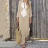 Casual Dresses Oversized Cotton Linen Dress Women's Boho Style Irregular Hem Long Female Loose Sleeve Beach Party Sundress Vestido