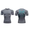 Męskie koszulki MENS Compressed T-shirt Spider Print Gym Top Fitness Bielizna Krótkie rękawowe koszulka Sportowa Szybka koszula sportowa J240506