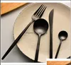 Forks Plattenware Küche Essbar Hausgarten Drop Lieferung 2021 Matt Black Sierware Set Heavy Duty 4 Stück Edelstahl UT9616069