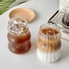 Tumblers Ins Glass Cup Heat Resistant Roller Beverage Transparent Tea Juice Milk Coffee Hushåll BAR 410/650/530ML H240506