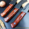 Knives Portable Fruit Knife Multipurpose Small Cutting Knife Red Rosewood Handle Stainless Steel High Hardness Straight BBQ Knife