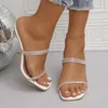 Slippers 2024 Summer Femme Fashion PVC Chaussures en ramiage en cristal transparent pour femmes talons hauts dames