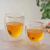 Bambutri da 450/250 ml vetro a doppia parete in chiaro e bere da tè resistenti al calore a mano tazza di tè sane Maule Coffee Isolato Scatto H240506