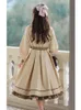 Lässige Kleider Houzhou Kawaii Preppy Style Kleid Langarm süße süße Lolita Mid-Calf Japanisch JK Uniform Vintage Elegante Weibchenrobe