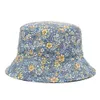 Cappelli larghi cappelli da secchio di cappelli primaverili ed estate piccoli cappelli a sede a stampa floreale fiore a doppia faccia maschio bacino selvaggio sole donna c J240425