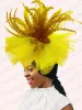 Kentucky Derby Big Fascinator Hut Frauen Hochzeit elegant Feder Pillbox Royal Party Kopfbedeckung Damen Abendkirche Chapeau