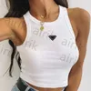 Mode Sommer weiße Frauen Tops Tees Crop Top Stickerei sexy Off Schulterschwarz Tanktop Lässige ärmellose Rückenlose Top -Shirts Luxusdesigner Solid Color Weste