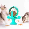 Cat Toys Toy Treat Dispenser met bel grappige roteerbaar wiel langzaam voeder kitten puppy interactief voor kleine honden huisdieraccessoires H240506