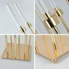 Candles 5pcs 10pcs 8heads Gold Acrylic Candle Holder Pillar Candles Metal Stand for Wedding Stage Decoration Walkway