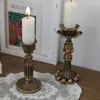 Ljushållare franska nostalgiska blommor hartshållare Antik brons/möbler dekoration/retro ornament ljusstake (en uppsättning av 2)