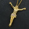 Hanger kettingen Religieuze Jezus Kruisketting met strass voor mannen Fashion Gold Color Pendent Jewelry Gifts